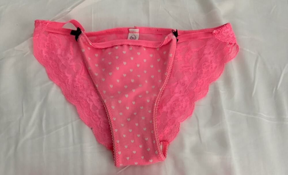 NWOT VS PINK Lace Back Bikini Heart Print Light Pink XS Rare 2011